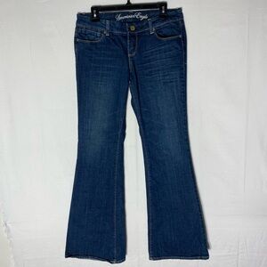 Vintage Y2K American Eagle Outfitters Dark Wash Low Rise Real Flare 8 Long